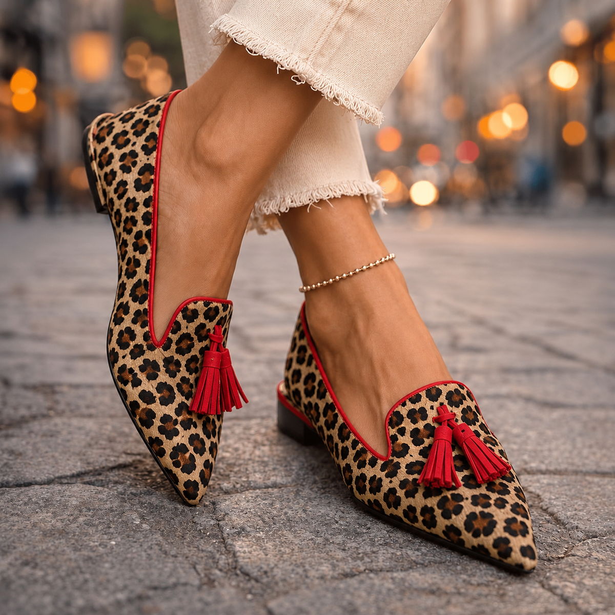Handmade Leopard Print Loafers