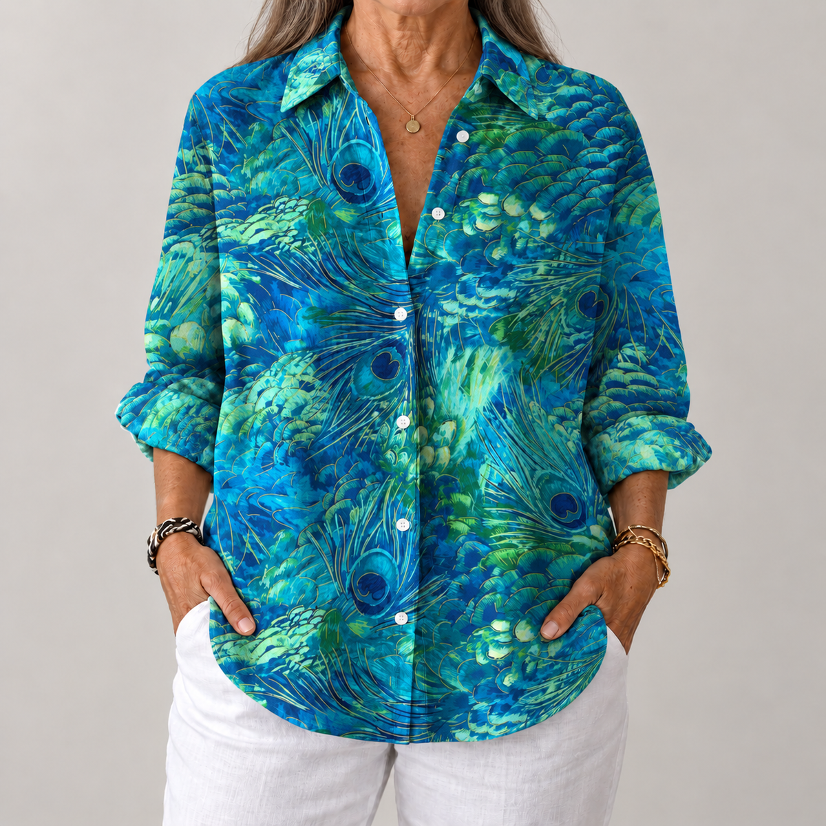 Patricia – Blue Nature Print Blouse