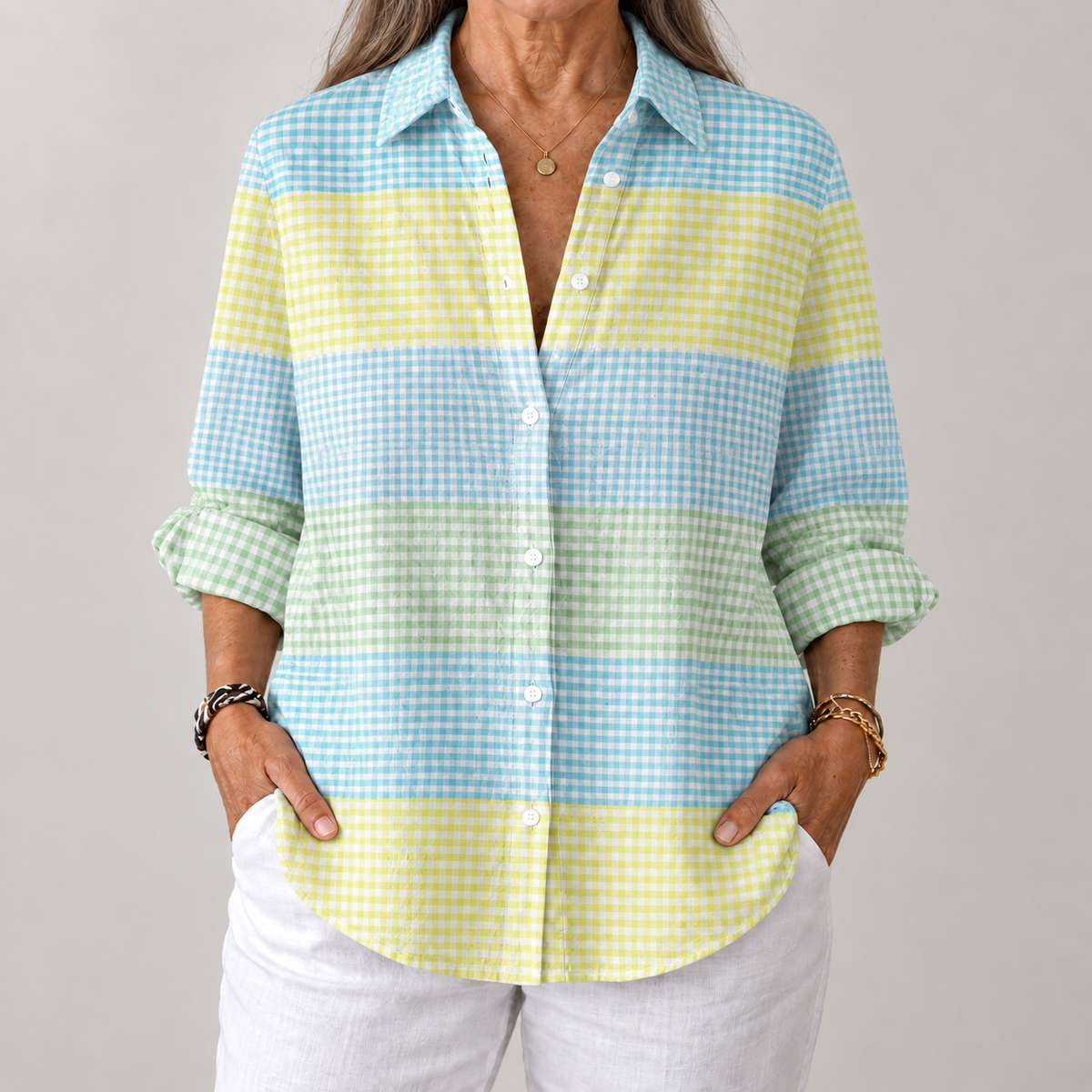 Sheila – Pastel Check Blouse