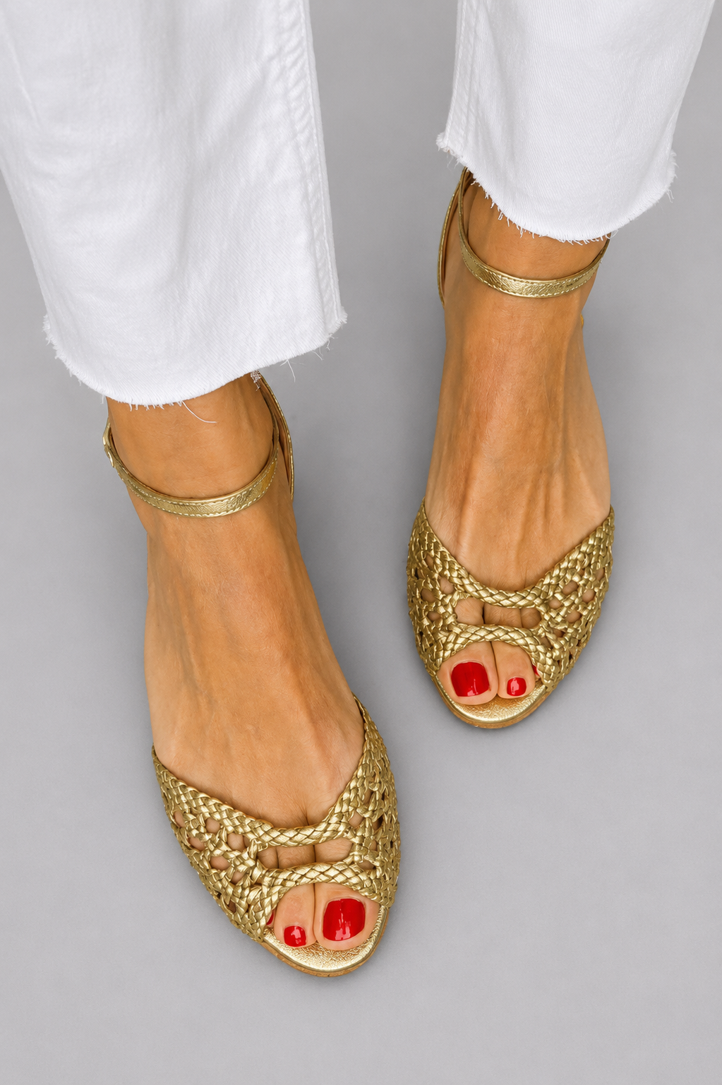 Woven Metallic Sandals