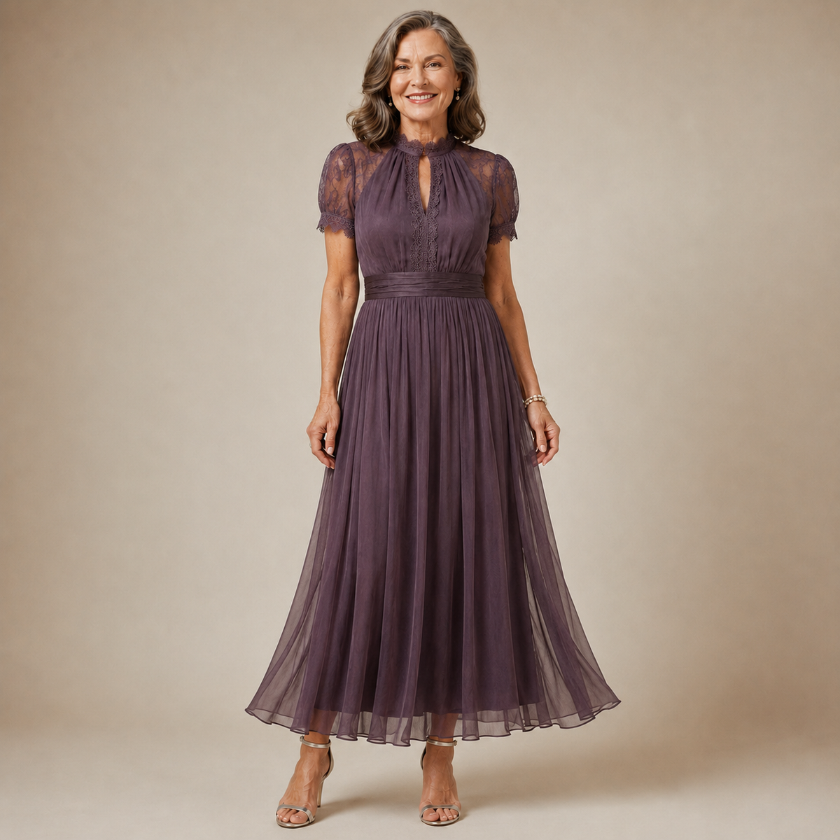 Margot | Long Violet Lace Dress Elegant Silhouette Special Occasion