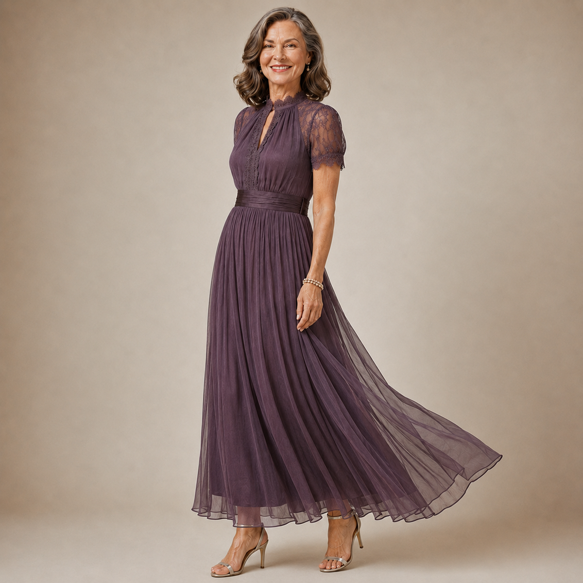Margot | Long Violet Lace Dress Elegant Silhouette Special Occasion