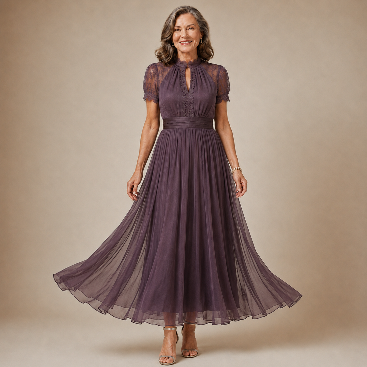 Margot | Long Violet Lace Dress Elegant Silhouette Special Occasion