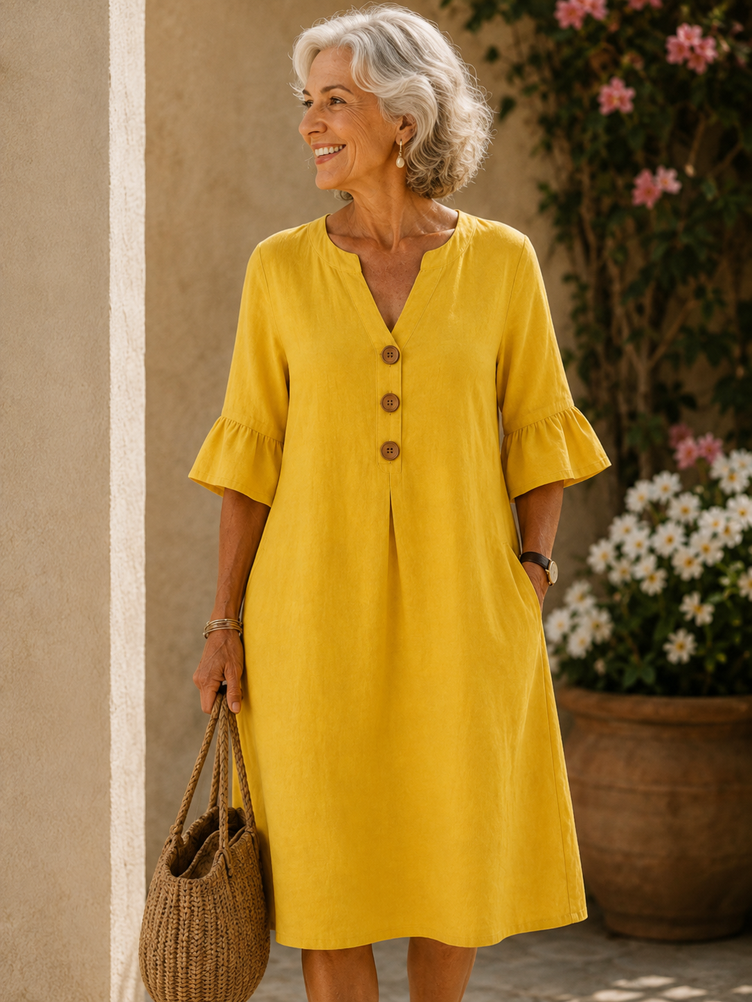 Poppy Buttoned Relaxed Dress