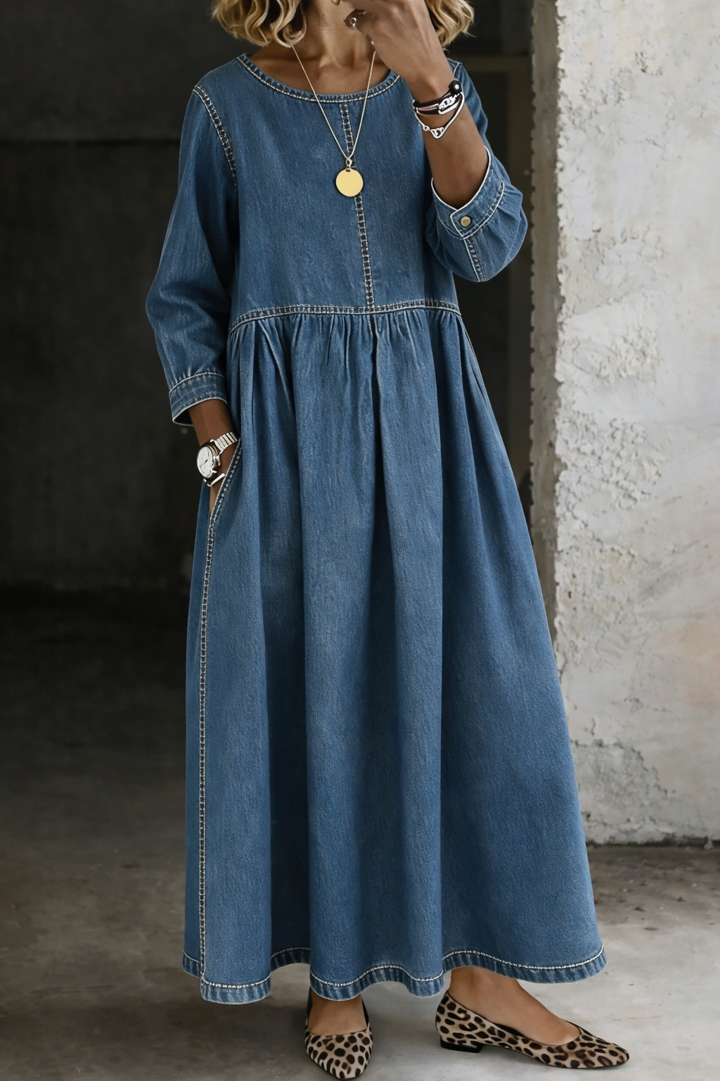 Wendy | Vintage Denim Maxi Dress