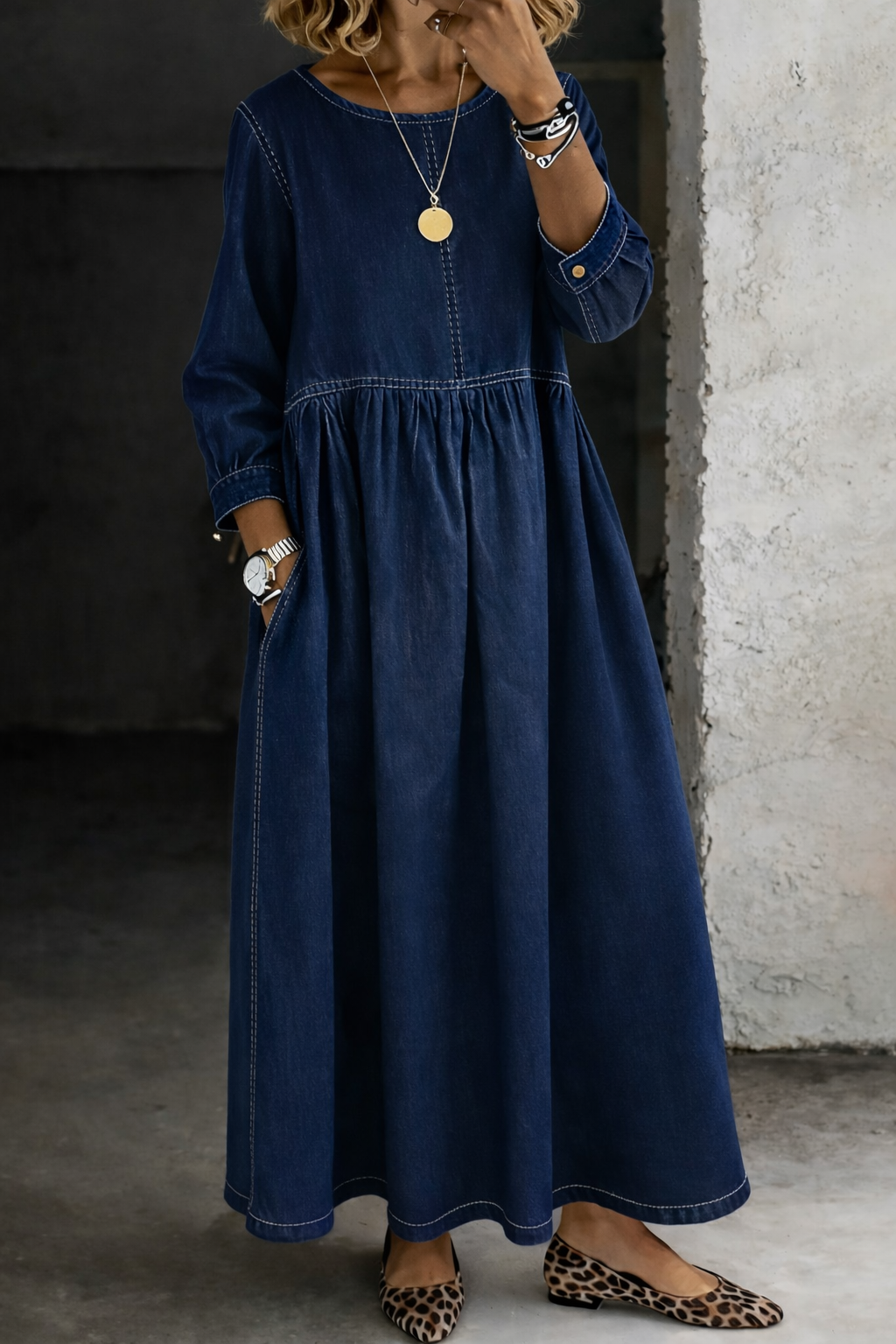 Wendy | Vintage Denim Maxi Dress