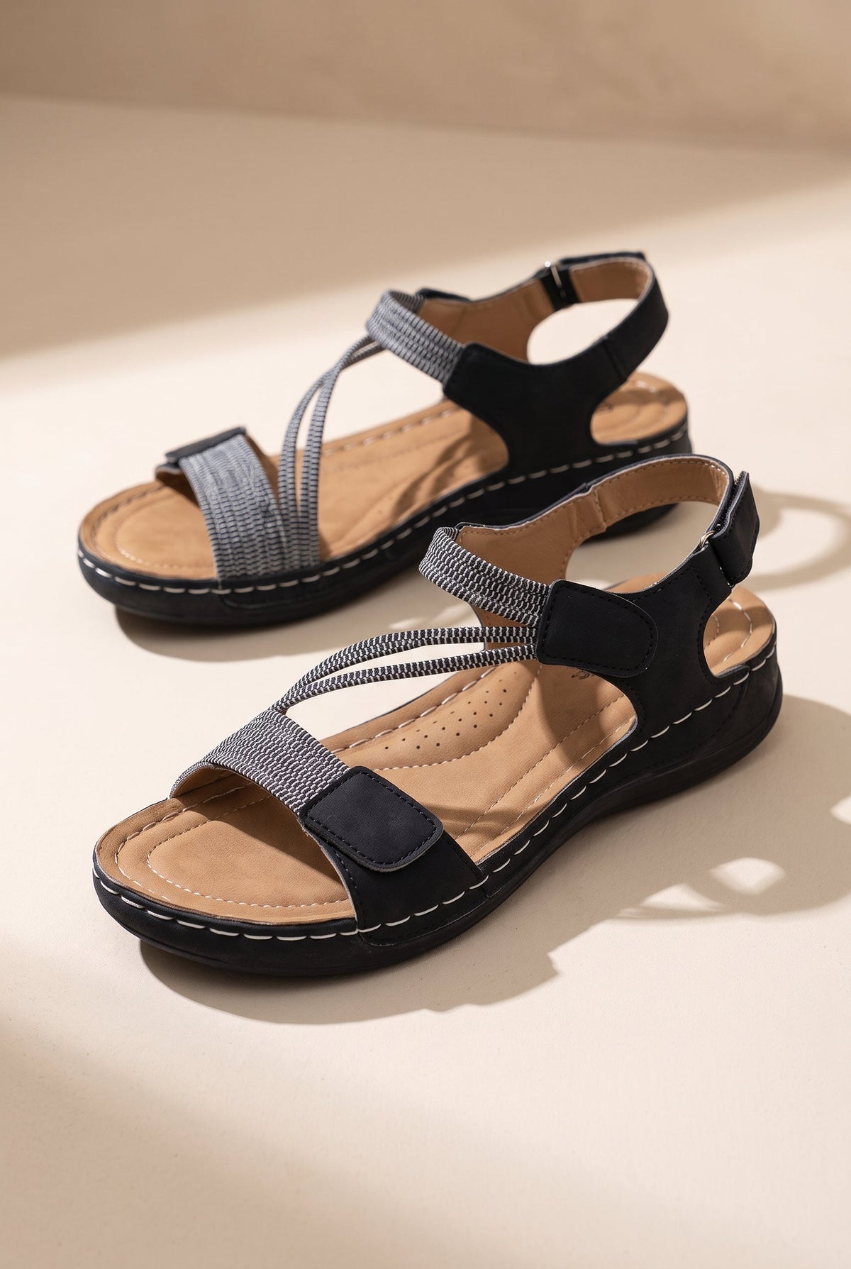Lucie | Flat Sandals with Adjustable Straps & Cushioned Sole