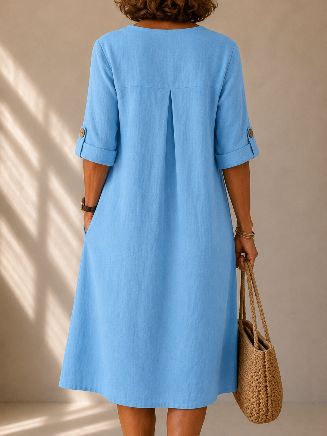 Ruby Button-Up Dress with Adjustable Sleeves