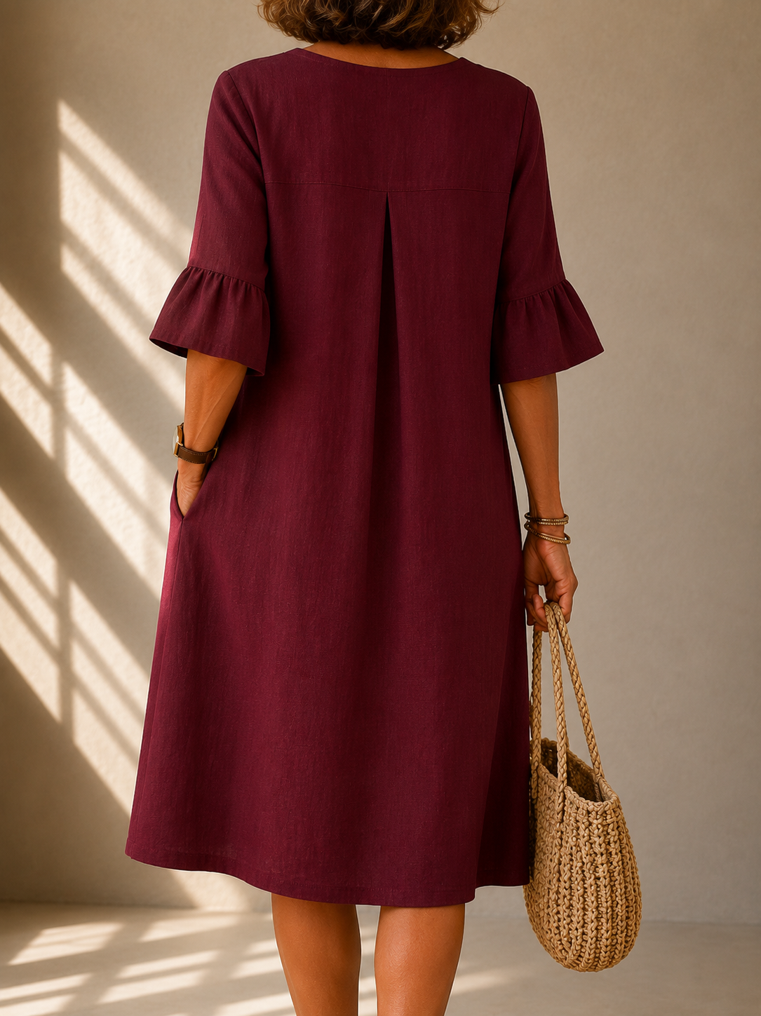 Willow Buttoned Dress with Ruffled Sleeves
