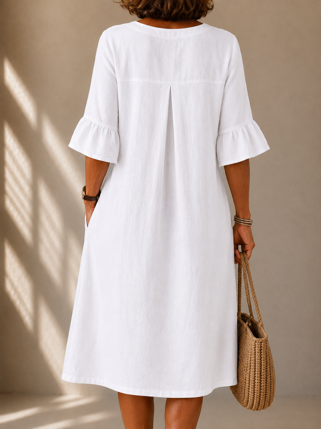 Molly Buttoned Dress with Flared Sleeves