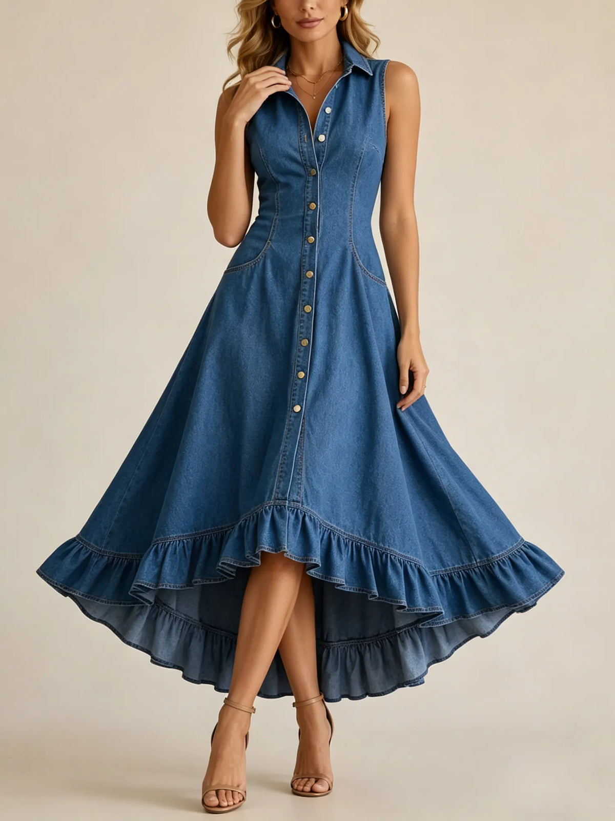 Delilah | Ruffled Denim Dress