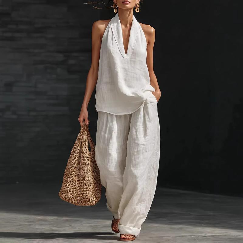 Ainhoa | Linen-Texture Batwing Two-Piece Set