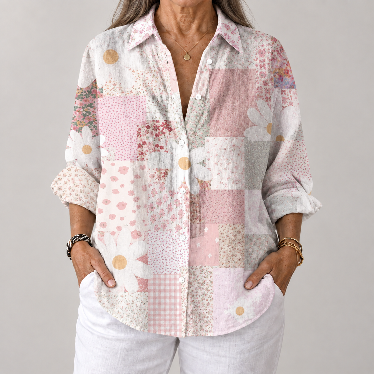 Judith – Pastel Patchwork Blouse