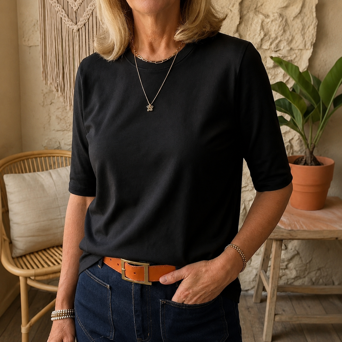 Everyday Comfort Top with Mid Sleeves