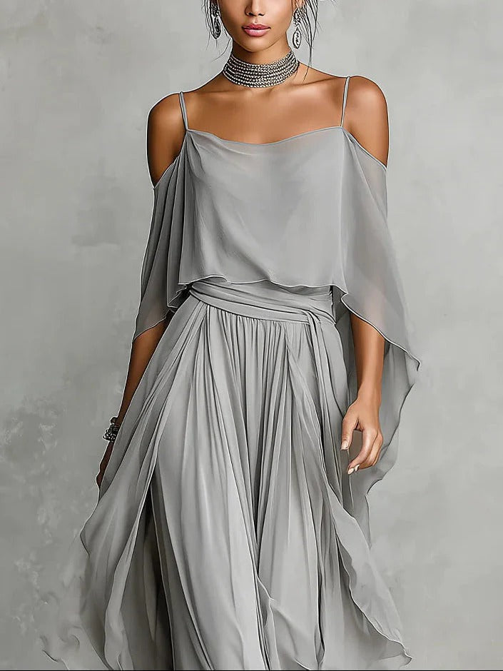Juliette | Off-Shoulder Chiffon Two-Piece Set