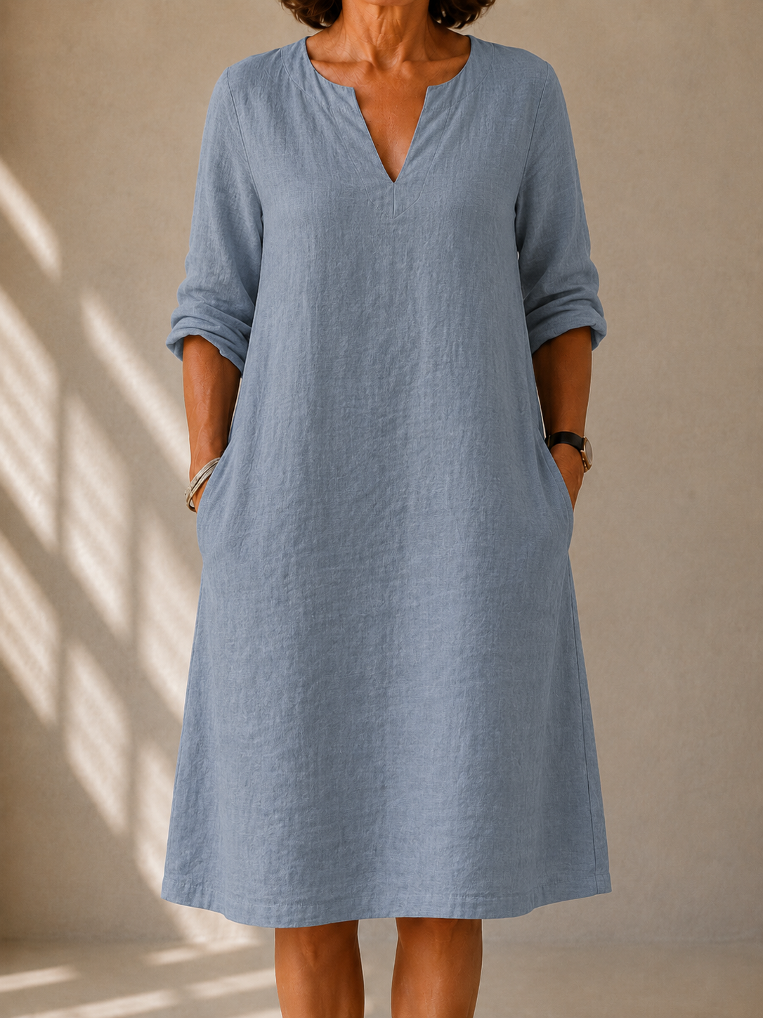 Daisy Soft Dress with Grandad Collar
