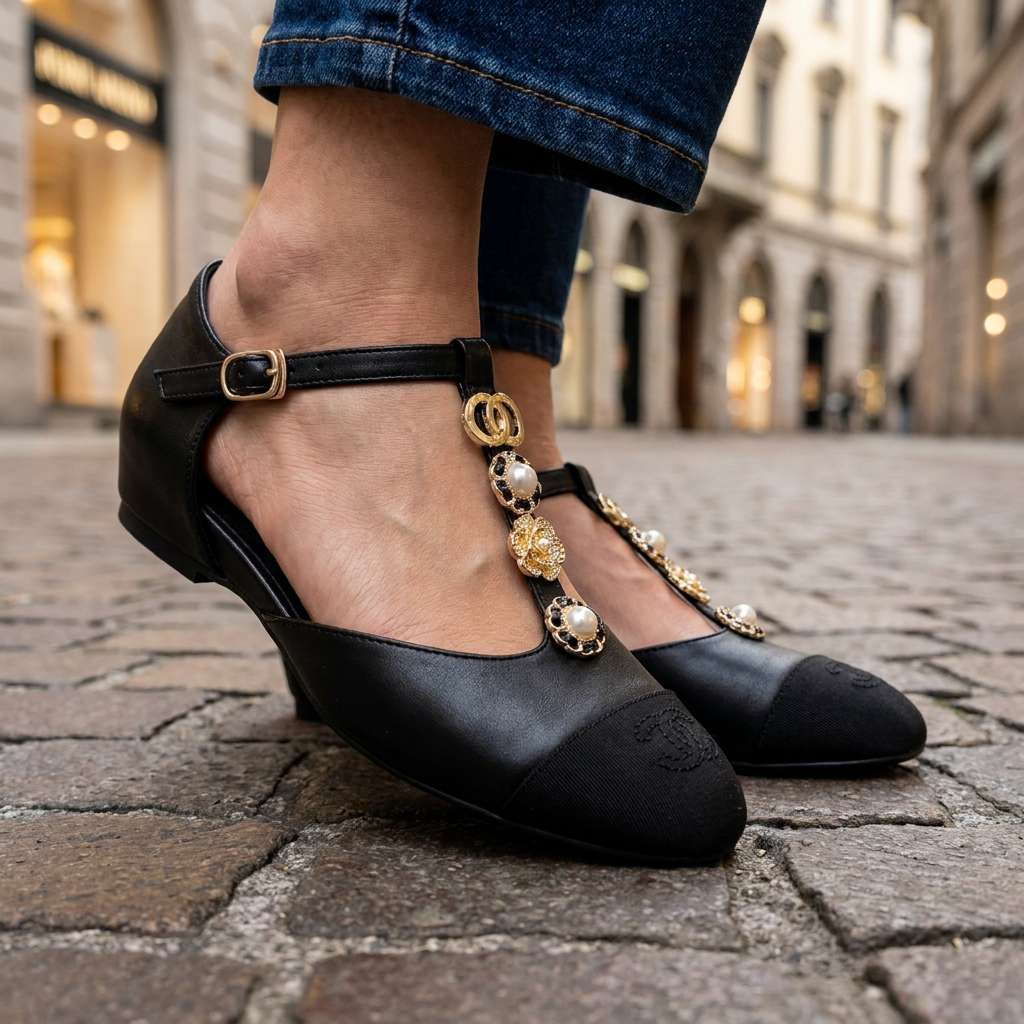 Pearl T-Strap Flats