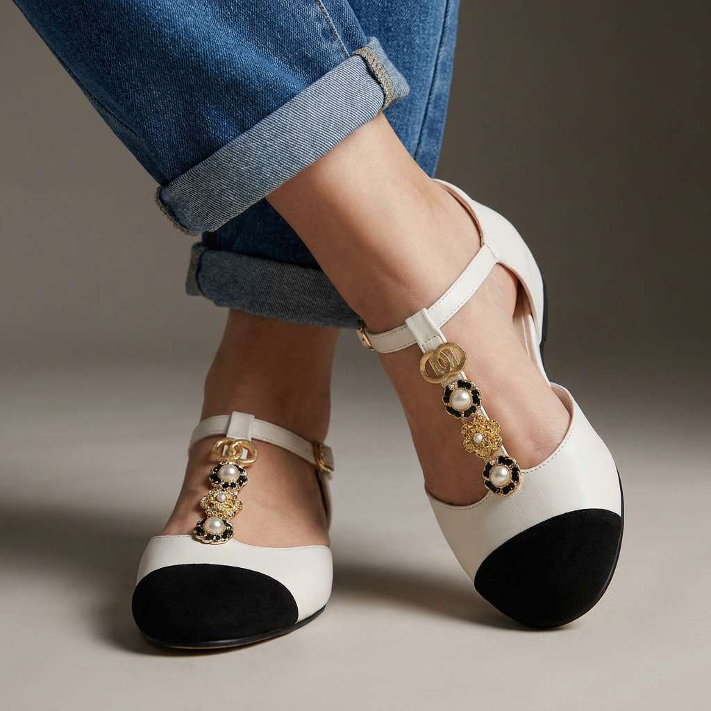 Pearl T-Strap Flats