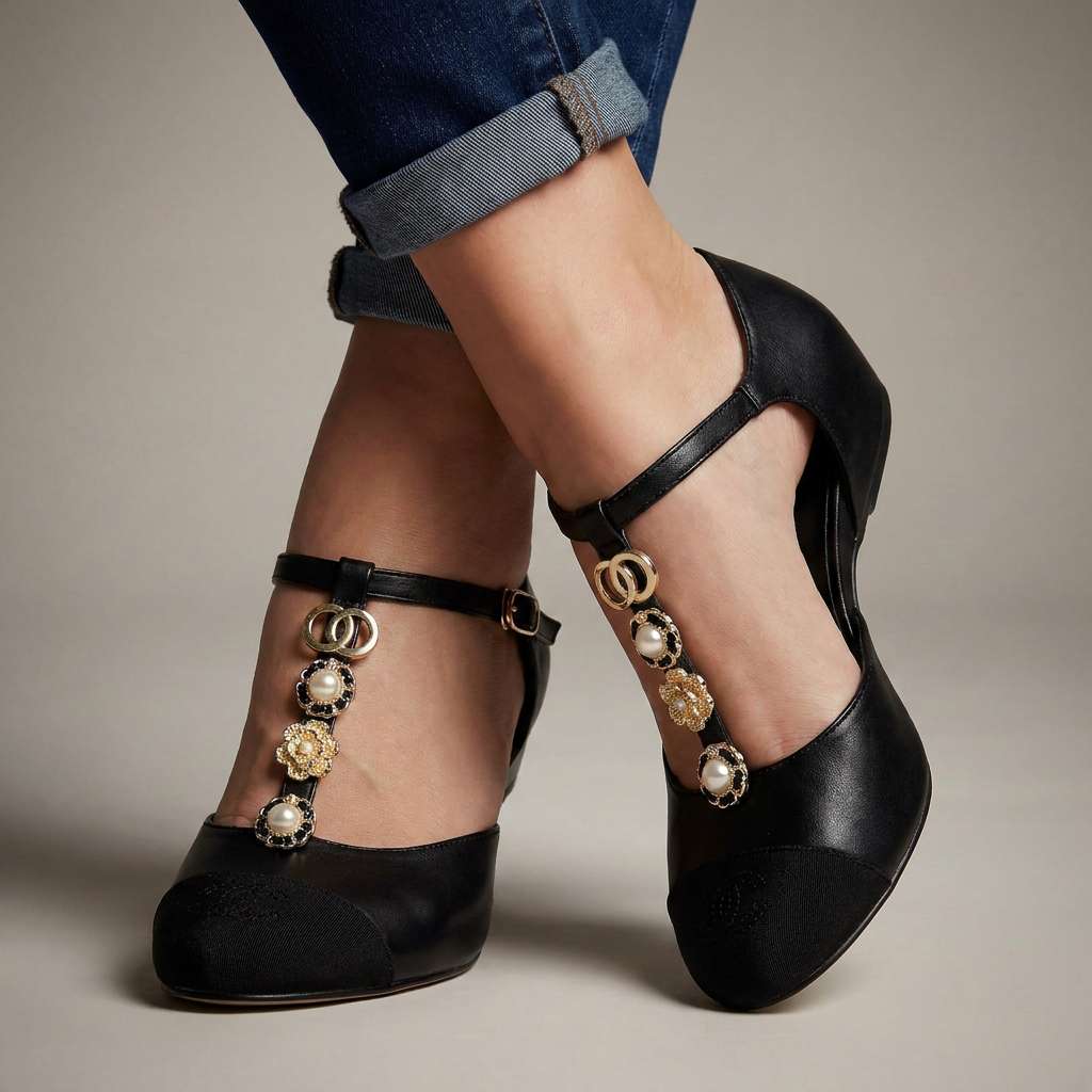 Pearl T-Strap Flats