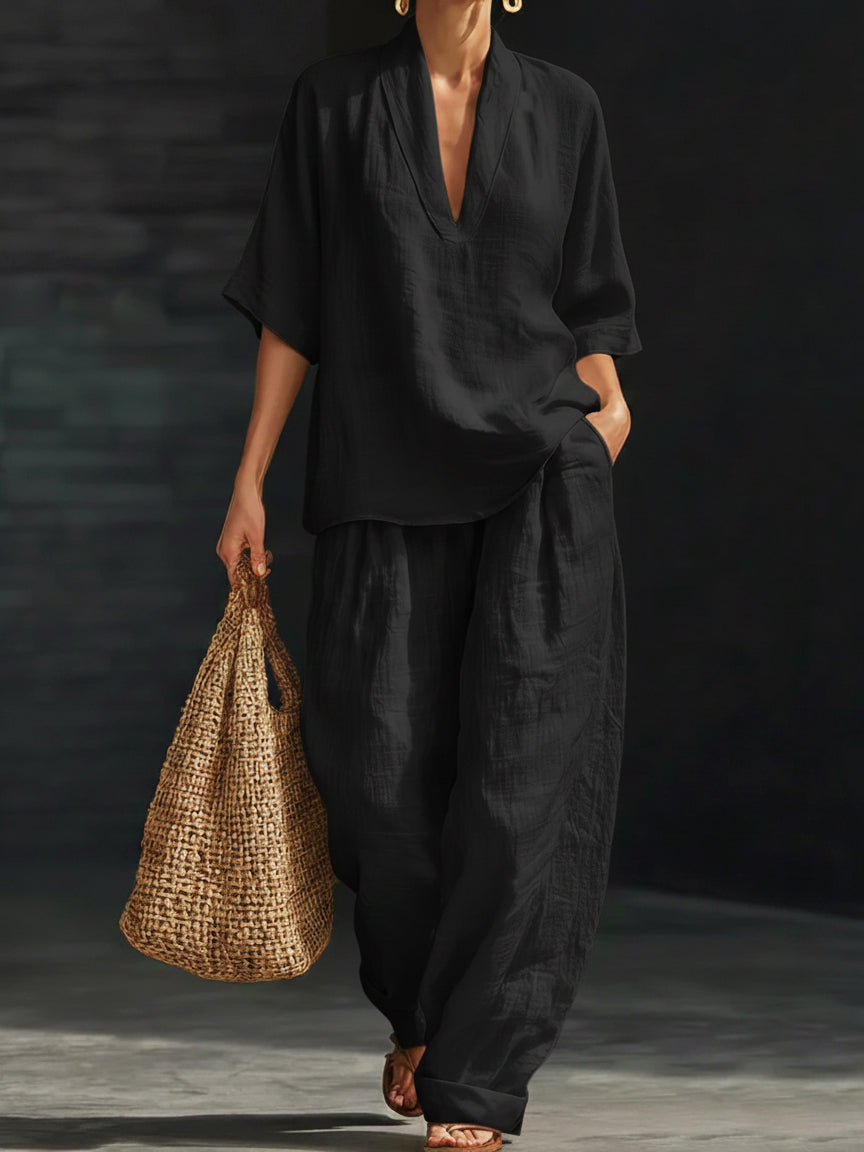 Livia linen set in black