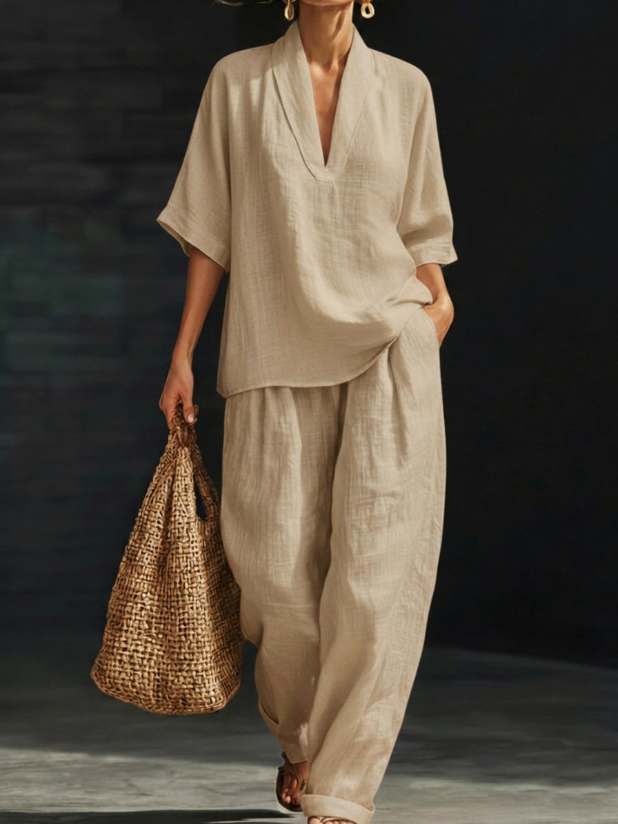 Livia linen set in sand