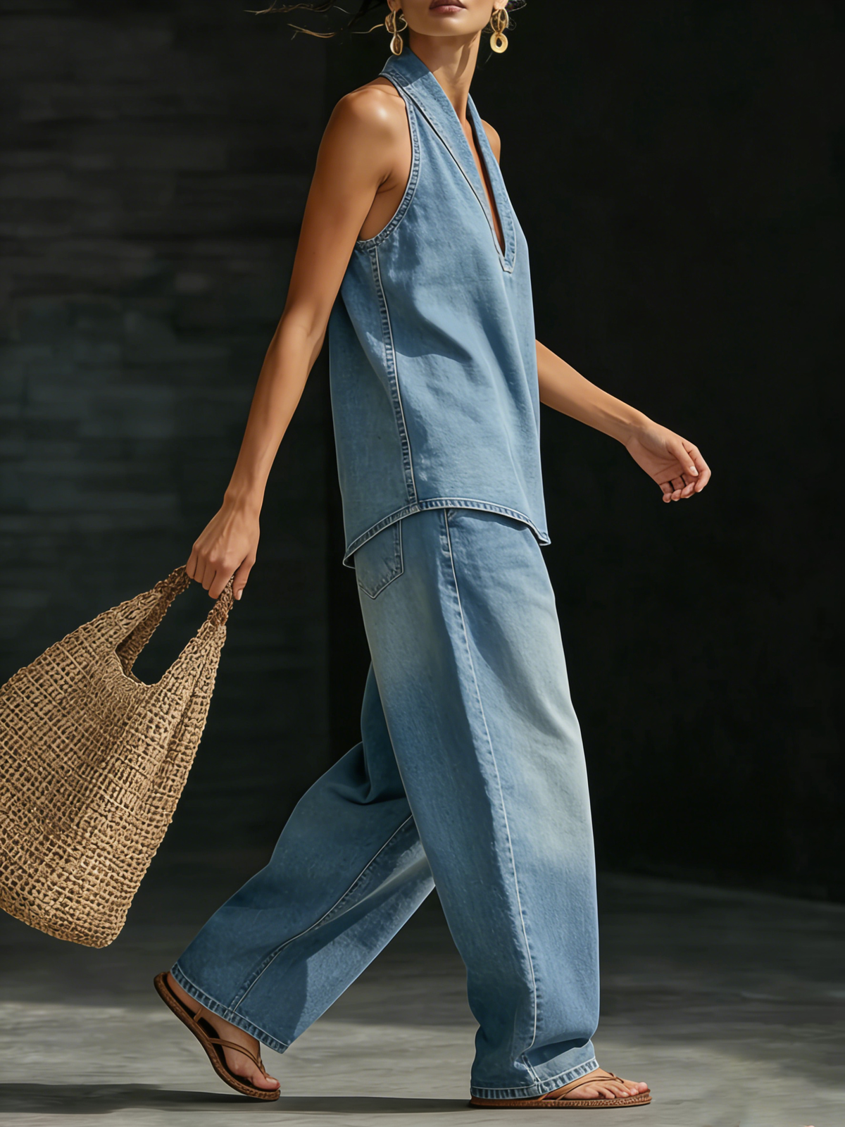 Delphine | Relaxed Denim Two-Piece Set