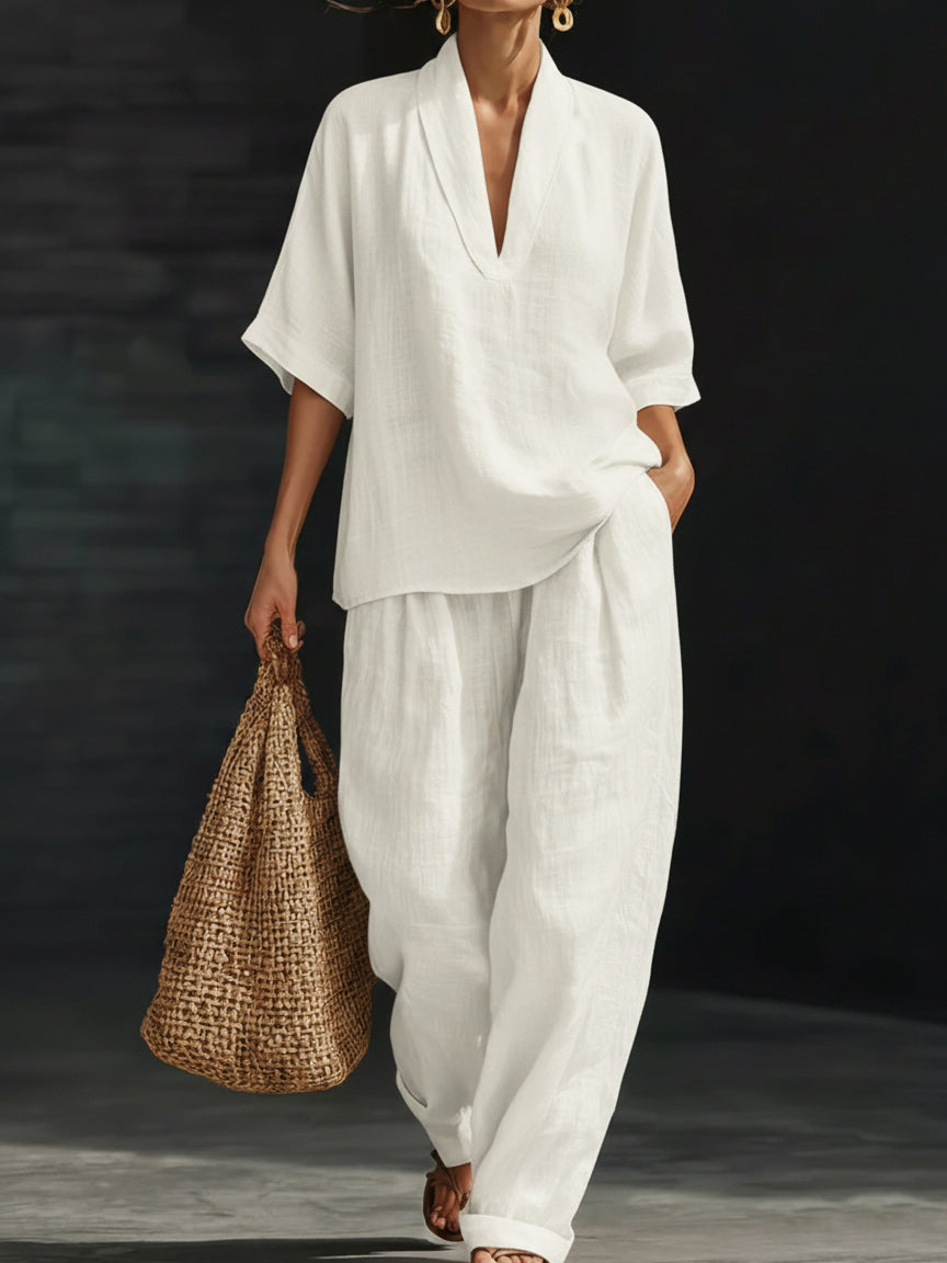 Livia linen set in white