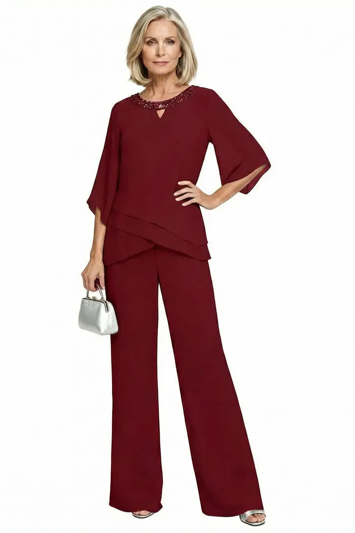 Formal pant set - Wine Red